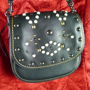 Coach Black Western Rivet Saddle Bag Crossbody